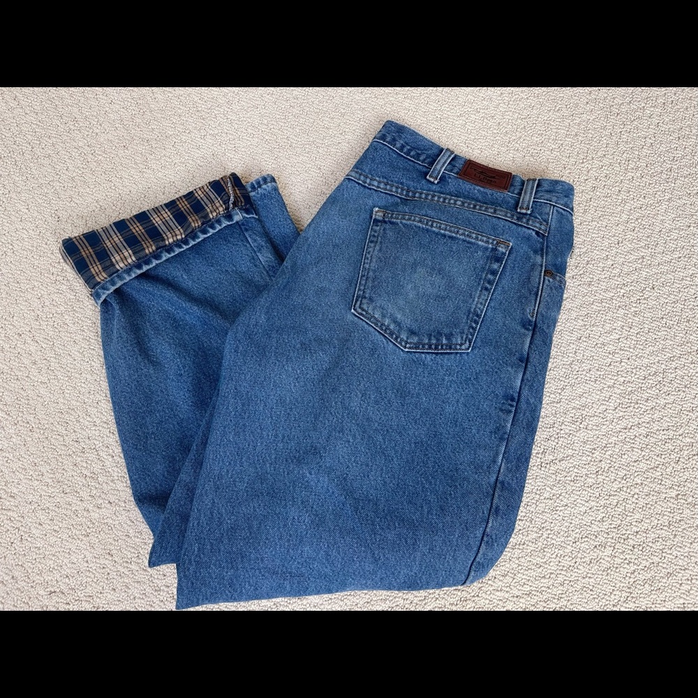 LLBean relaxed fit, flannel lined jeans